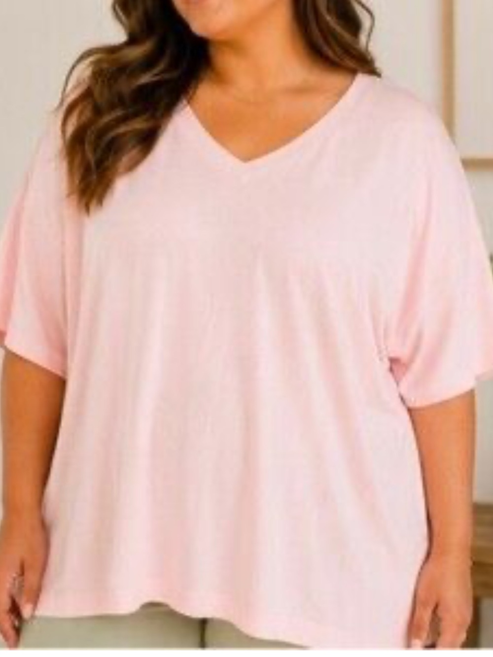 Light pink v neck tee size 2x